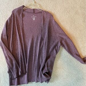 American Eagle Purple Waffle Knit Cardigan Size L